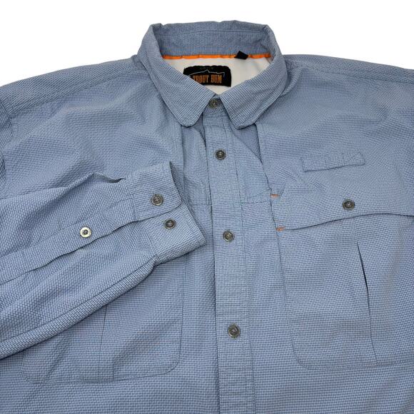 Orvis Other - Orvis Trout Bum Mens XL Light‎ Blue Vented Textured Long Sleeve Button Shirt